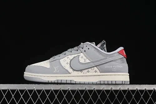 All categories Air Jordan Jordan series basketball shoes Air Jordan 1 Low high-end customized low-top sneakers Air Jordan 1 Low AJ1 Joe 1 LV joint classic gray and white high-end customized low-top retro basketball shoes SC9207-426